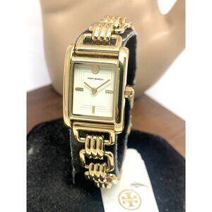Tory Burch Womens Watch TBW1067 Quartz Cream Dial Gold Stainless Steel Tank 19mm